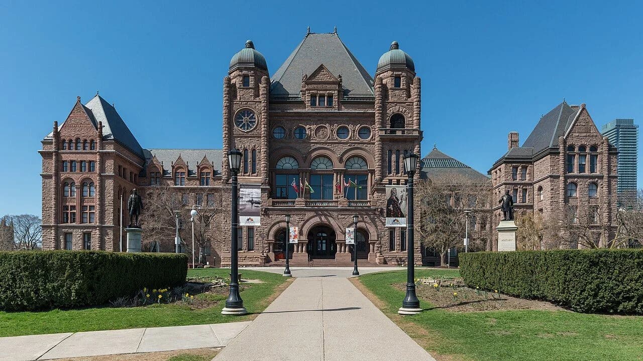 Ontario Legislative Building at Queen's Park, Toronto; no people visible.